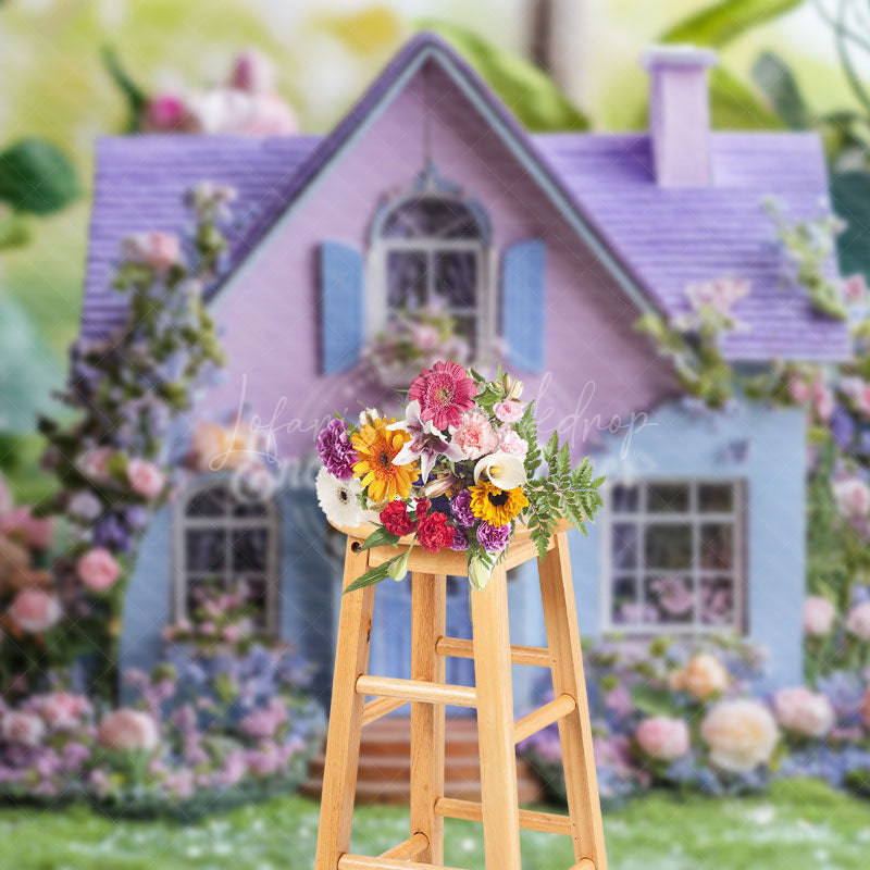 Lofaris Lavender Floral Fancy House Spring Photo Backdrop