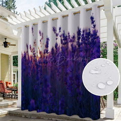 Lofaris Lavender Sea Waterproof Floral Outdoor Curtains For Cabana