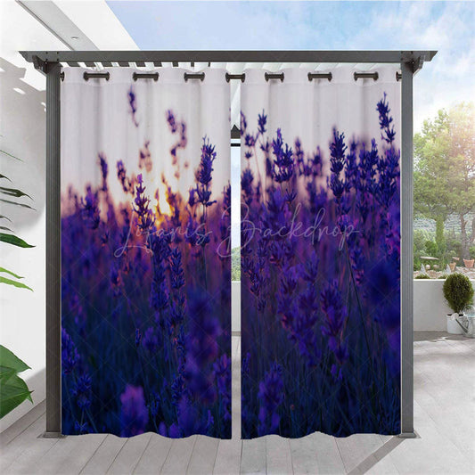 Lofaris Lavender Sea Waterproof Floral Outdoor Curtains For Cabana