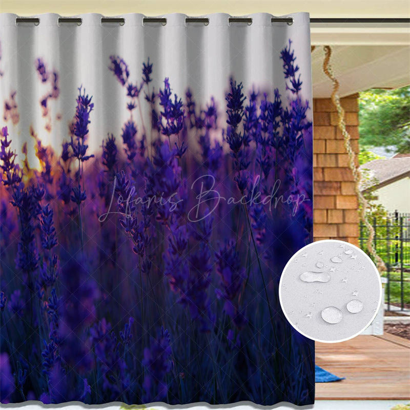 Lofaris Lavender Sea Waterproof Floral Outdoor Curtains For Cabana