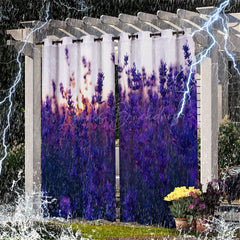 Lofaris Lavender Sea Waterproof Floral Outdoor Curtains For Cabana