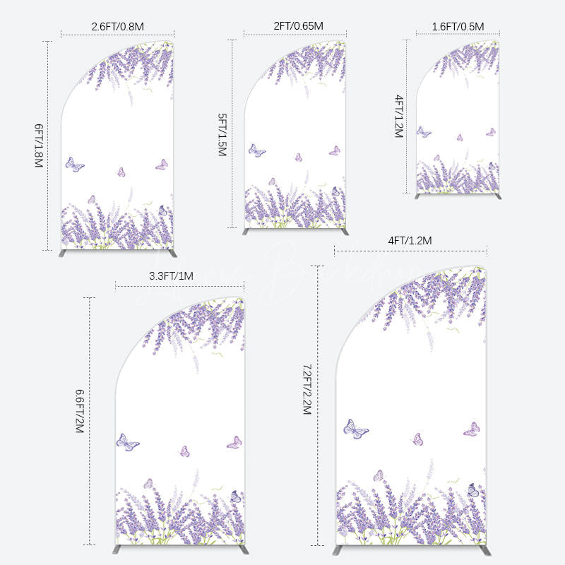 Lofaris Lavender Spring Butterfly Cute Wedding Half Moon Arch Backdrop