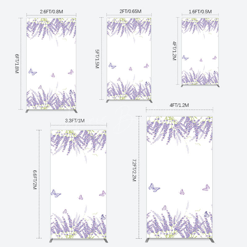 Lofaris Lavender Spring Butterfly Cute Wedding Rectangle Backdrop