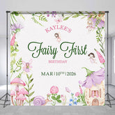 Lofaris Leaf Floral Fairy First Custom Name Birthday Backdrop