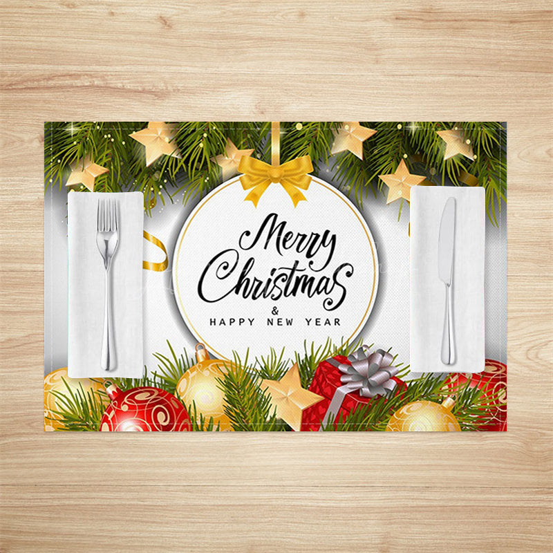 Lofaris Leaves Bauble Ribbons Xmas New Year Set Of 4 Placemats