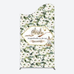 Lofaris Leaves White Floral Magic Arch Baby Shower Backdrop