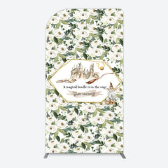 Lofaris Leaves White Floral Magic Arch Baby Shower Backdrop