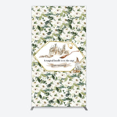 Lofaris Leaves White Floral Magic Arch Baby Shower Backdrop