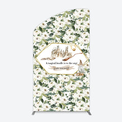 Lofaris Leaves White Floral Magic Arch Baby Shower Backdrop