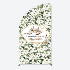 Lofaris Leaves White Floral Magic Arch Baby Shower Backdrop