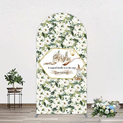 Lofaris Leaves White Floral Magic Arch Baby Shower Backdrop