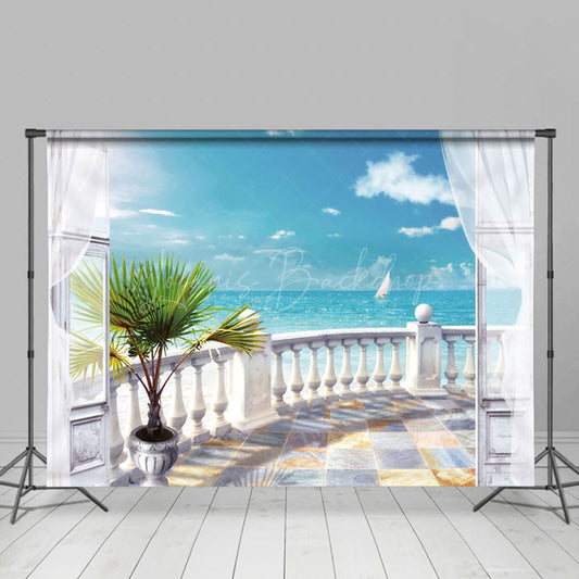 Lofaris Leisurely Seaside Vacation Villa Summer Backdrop