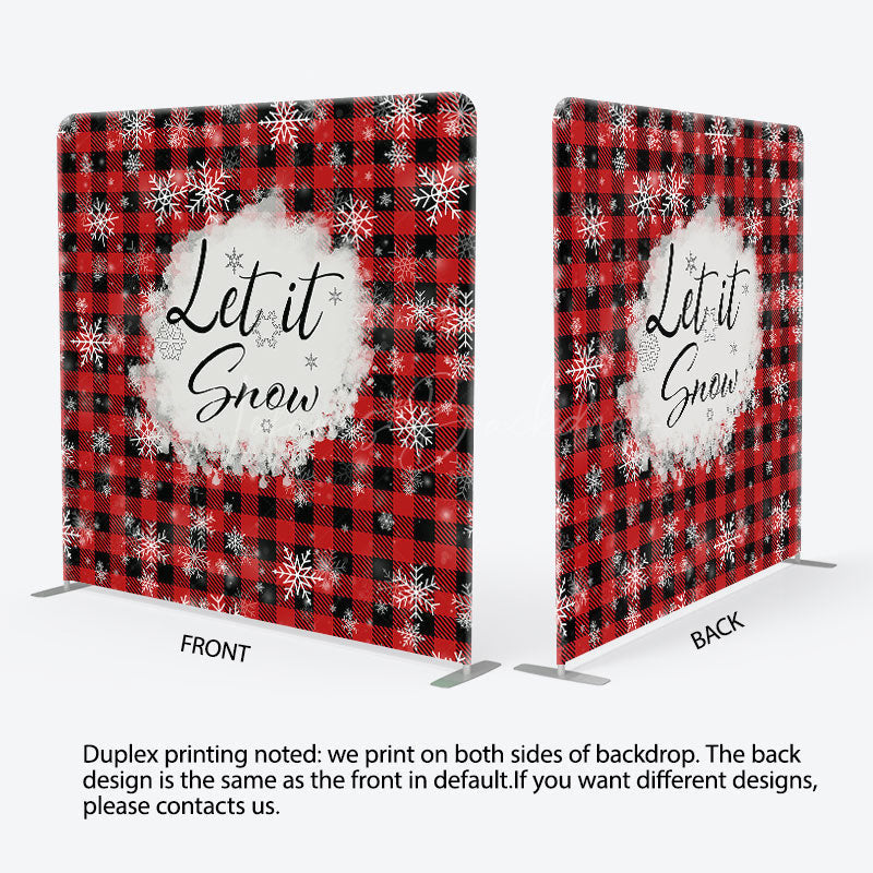 Lofaris Let It Snow Plaid Christmas Tension Fabric Backdrop