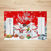 Lofaris Let It Snow Snowman Red Christmas Set Of 4 Placemats