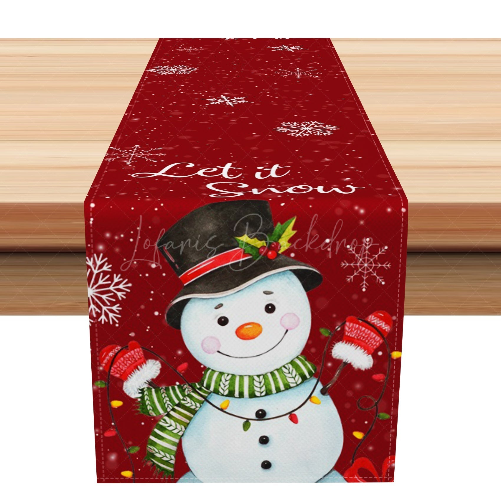 Lofaris Let It Snow Snowman Red Merry Christmas Table Runner