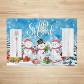 Lofaris Let It Snow Winter Blue Christmas Set Of 4 Placemats