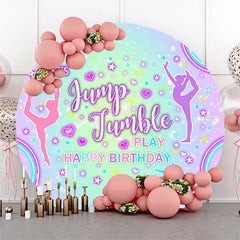 Lofaris Let Jump Jumble Color Rainbow Round Birthday Backdrop