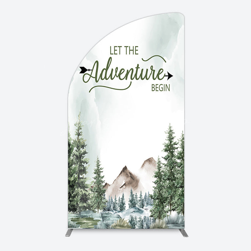 Lofaris Let The Adventure Begin Forest Birthday Half Moon Arch Backdrop