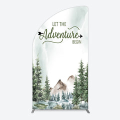 Lofaris Let The Adventure Begin Forest Birthday Half Moon Arch Backdrop