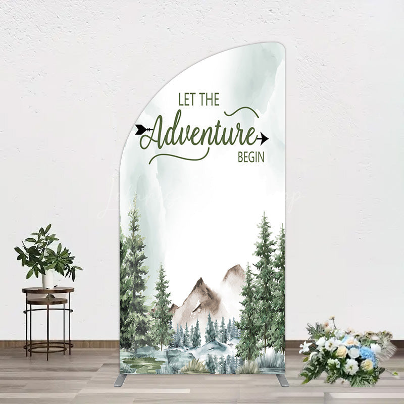 Lofaris Let The Adventure Begin Forest Birthday Half Moon Arch Backdrop
