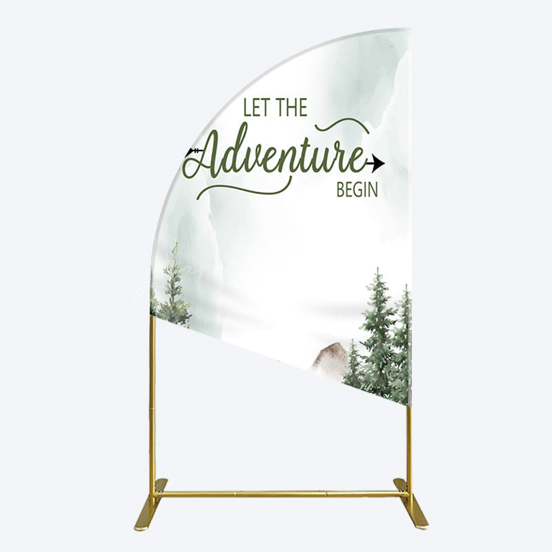 Lofaris Let The Adventure Begin Forest Birthday Half Moon Arch Backdrop