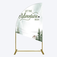 Lofaris Let The Adventure Begin Forest Birthday Half Moon Arch Backdrop