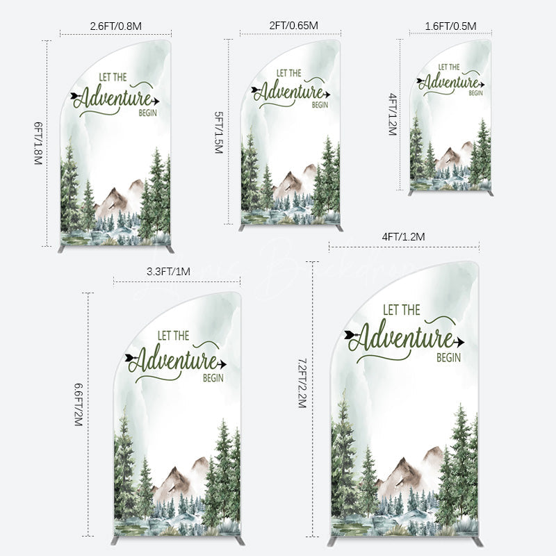 Lofaris Let The Adventure Begin Forest Birthday Half Moon Arch Backdrop