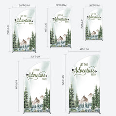 Lofaris Let The Adventure Begin Forest Birthday Half Moon Arch Backdrop