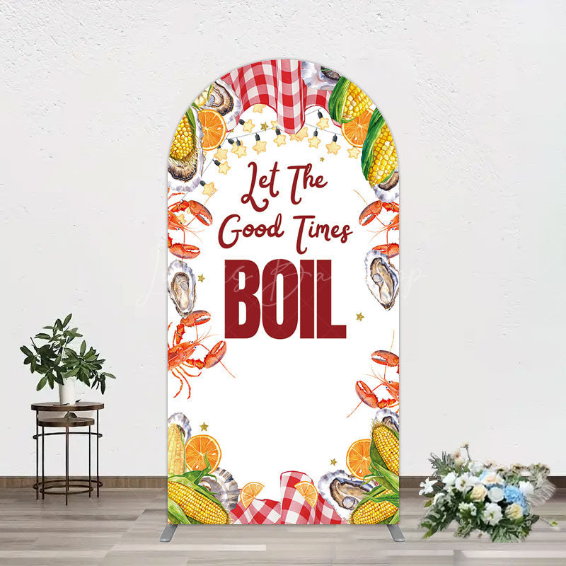 Lofaris Let The Good Times Boil Lobster Birthday Arch Backdrop