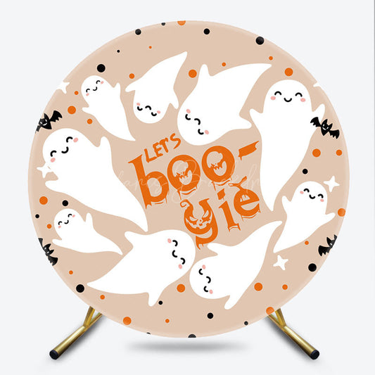 Lofaris Let’s Boo gie Halloween Party Round Backdrop Cute Ghosts and Bats Dance Theme Spooky Fun Kids Photo Prop