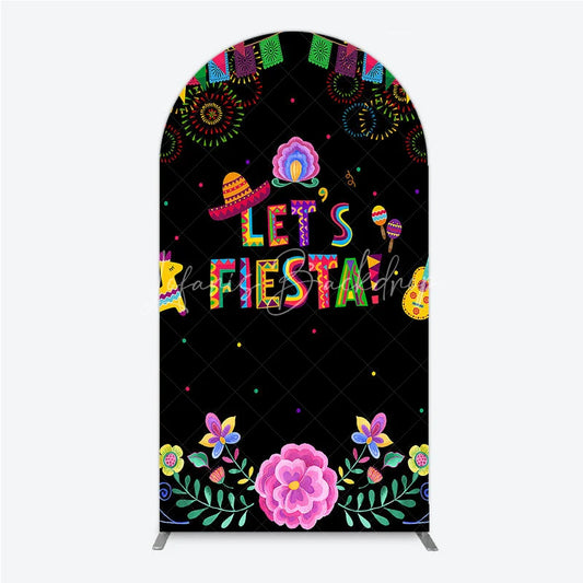 Lofaris Lets Fiesta Mexican Theme Holiday Arch Backdrop Sombrero and Fireworks Party Cover