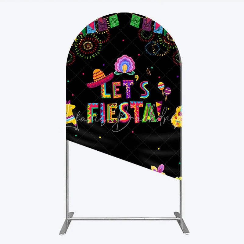 Lofaris Lets Fiesta Mexican Theme Holiday Arch Backdrop Sombrero and Fireworks Party Cover