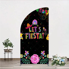 Lofaris Lets Fiesta Mexican Theme Holiday Half Moon Arch Backdrop Sombrero and Fireworks Party Cover