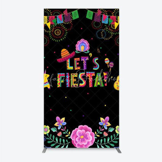 Lofaris Lets Fiesta Mexican Theme Holiday Rectangle Backdrop Sombrero and Fireworks Party Cover