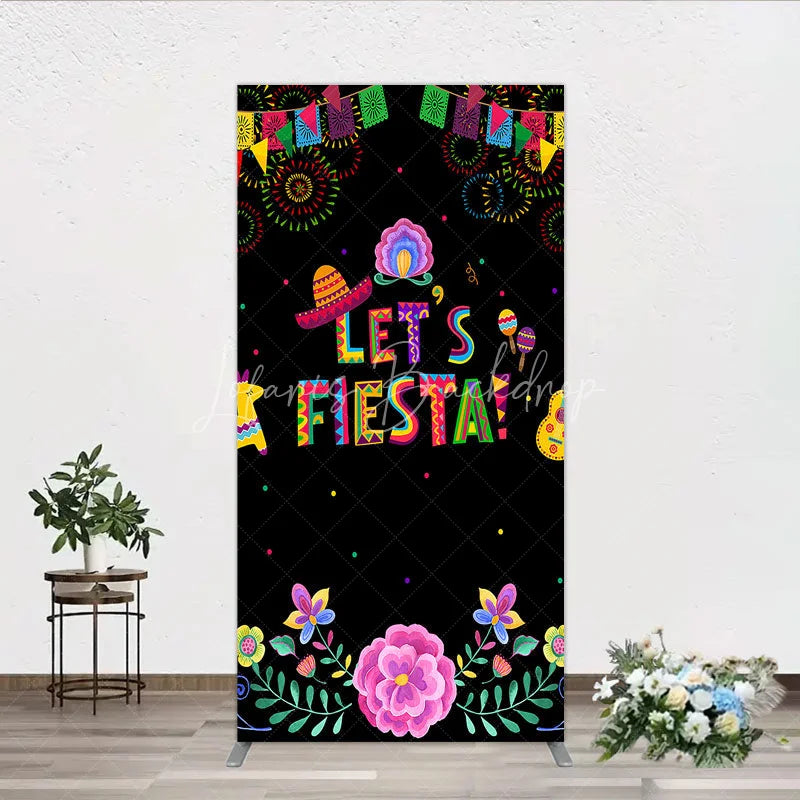 Lofaris Lets Fiesta Mexican Theme Holiday Rectangle Backdrop Sombrero and Fireworks Party Cover