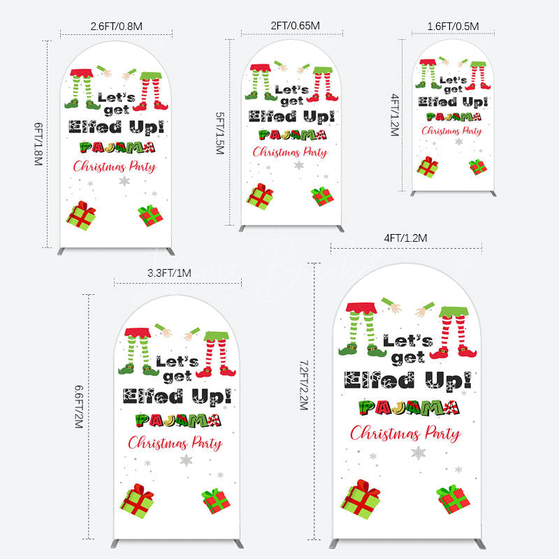 Lofaris Lets Get Elfed Up Pajama Christmas Arch Backdrop