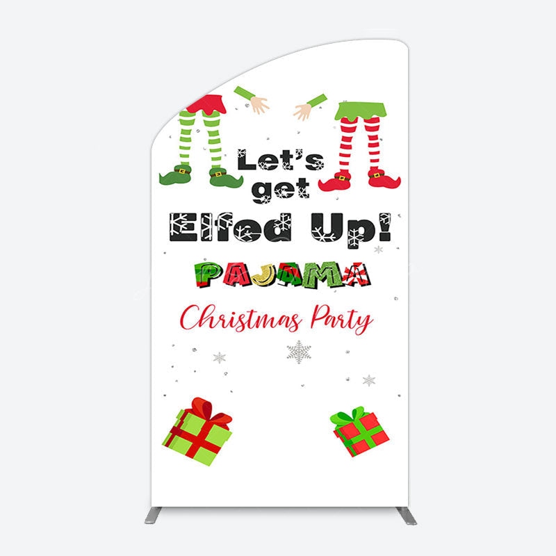 Lofaris Lets Get Elfed Up Pajama Christmas Arch Backdrop