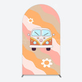 Lofaris Lets Get Groovy Boho Rainbow Car Floral Arch Backdrop