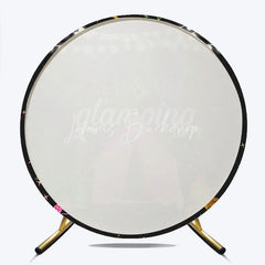 Lofaris Let’s Go Glamping Round Backdrop for Birthday Girls Sleepover Party with Tent Campfire and String Lights Decor