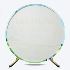 Lofaris Let’s Par Tee Golf Themed Birthday Round Backdrop Fun Sports Party for Him Green Course Photo Prop Decor