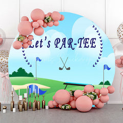Lofaris Let’s Par Tee Golf Themed Birthday Round Backdrop Fun Sports Party for Him Green Course Photo Prop Decor