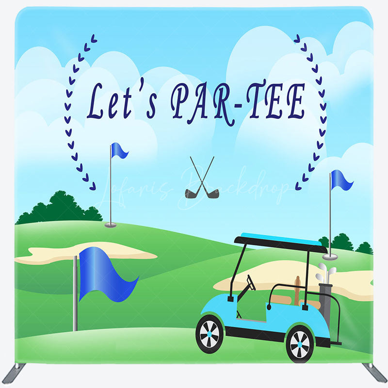 Lofaris Let’s Par-Tee Golf Themed Square Tension Backdrop Fun Sports Party for Him Green Course Photo Prop Decor