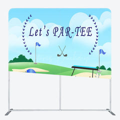 Lofaris Let’s Par-Tee Golf Themed Square Tension Backdrop Fun Sports Party for Him Green Course Photo Prop Decor