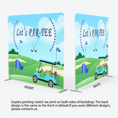 Lofaris Let’s Par-Tee Golf Themed Square Tension Backdrop Fun Sports Party for Him Green Course Photo Prop Decor