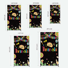 Lofaris Lets Three Esta Mexican Taco Birthday Rectangle Backdrop