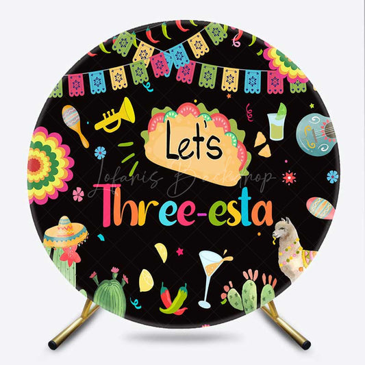 Lofaris Lets Three Esta Mexican Taco Round Birthday Backdrop