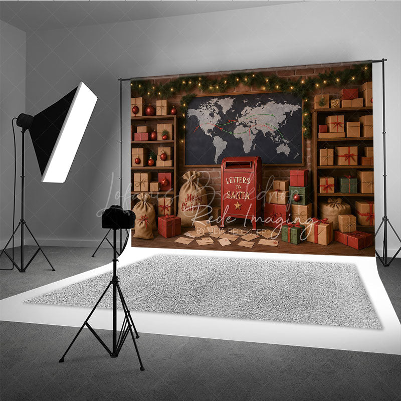 Lofaris Letters to Santa Photography Backdrop Christmas Mailroom Workshop Holiday Mini Session Photo Background