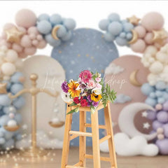 Lofaris Libra Zodiac Photography Backdrop Gold Scales and Pastel Clouds Birthday Party Background
