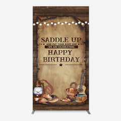 Lofaris Lighed Retro Brown Cowboy Birthday Arch Backdrop