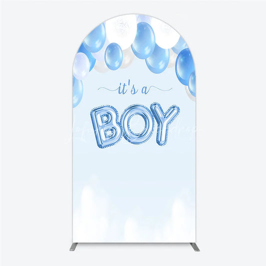 Lofaris Light Blue and White Balloons It’s a Boy Round Top Arch Backdrop Baby Shower Gender Reveal Party Decoration